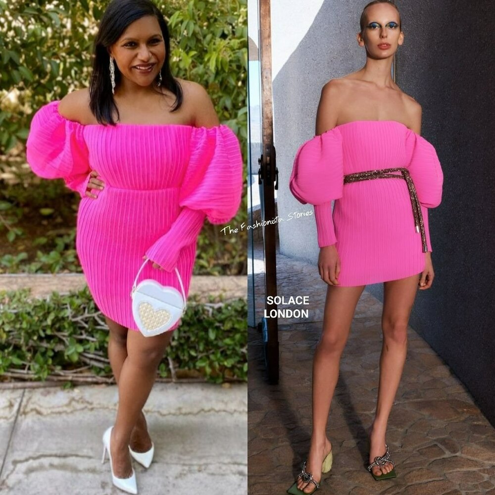 Solace London Skye Pleat Leopard Print Mini Dress Mindy Kaling Avant Garde Artsy